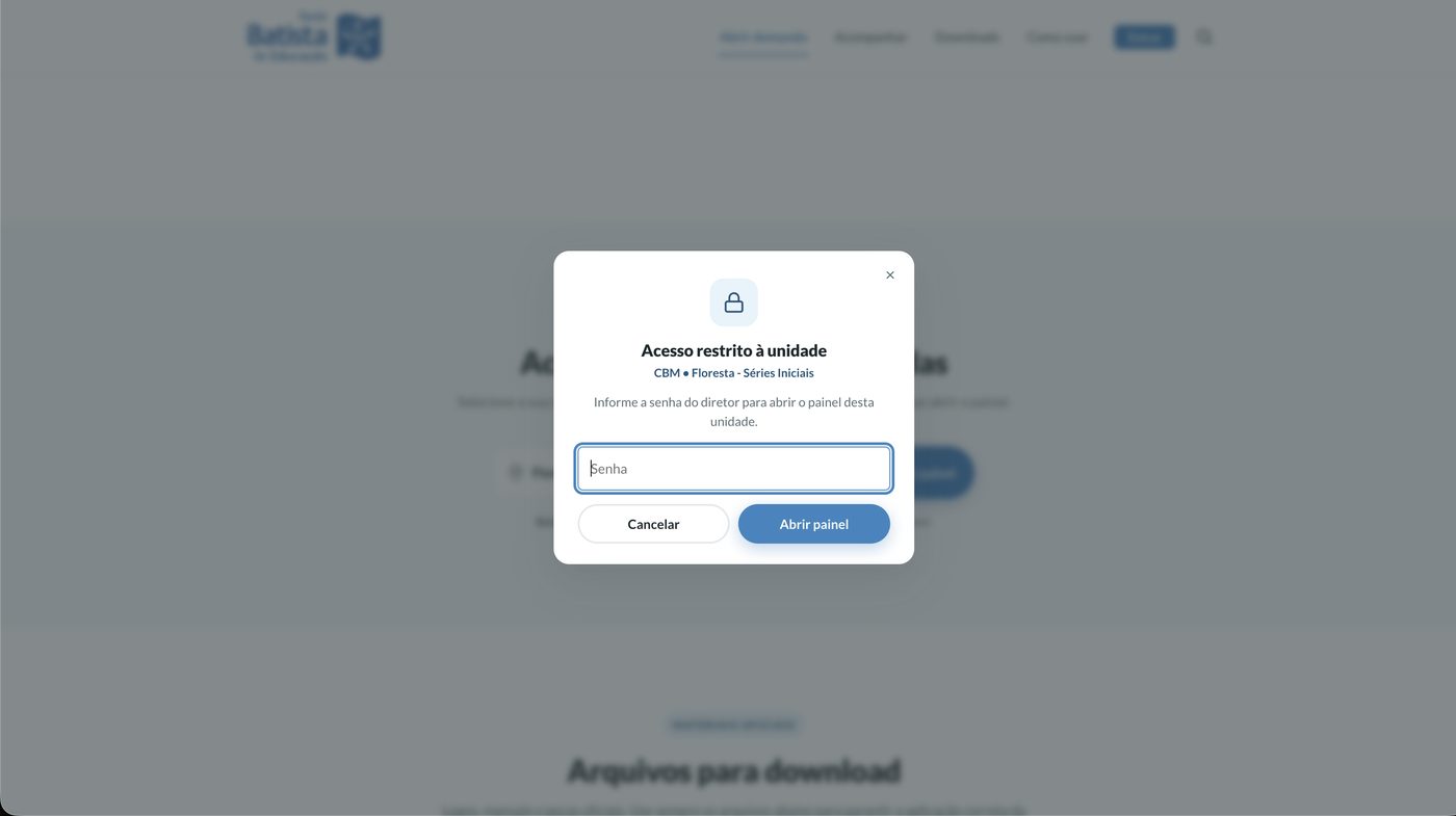 Janela pedindo a senha de acesso da unidade